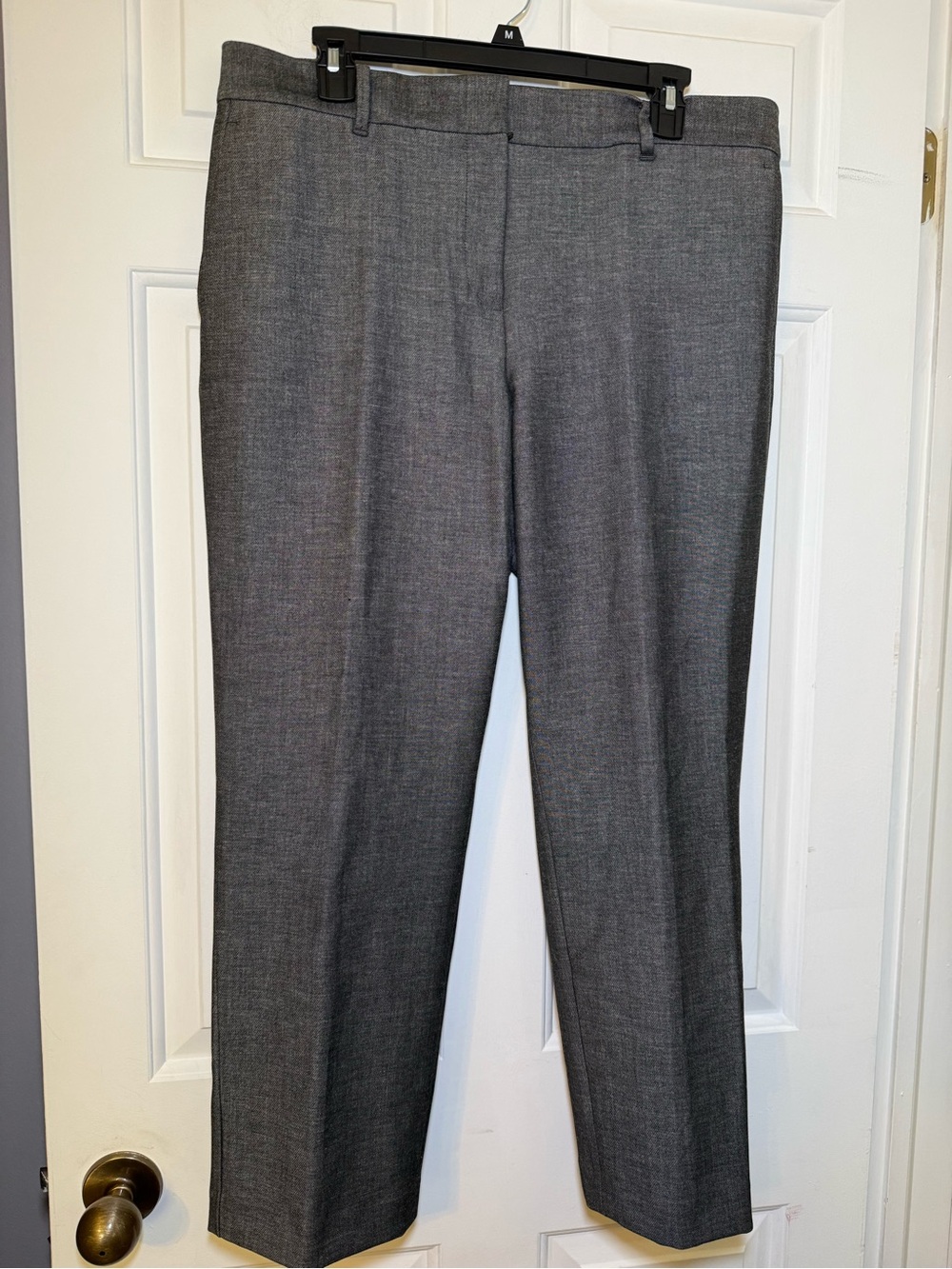 Ann Taylor Kate Fit Gray Tweed Dress Pants Straight Leg Flat Front Stretch Sz 12